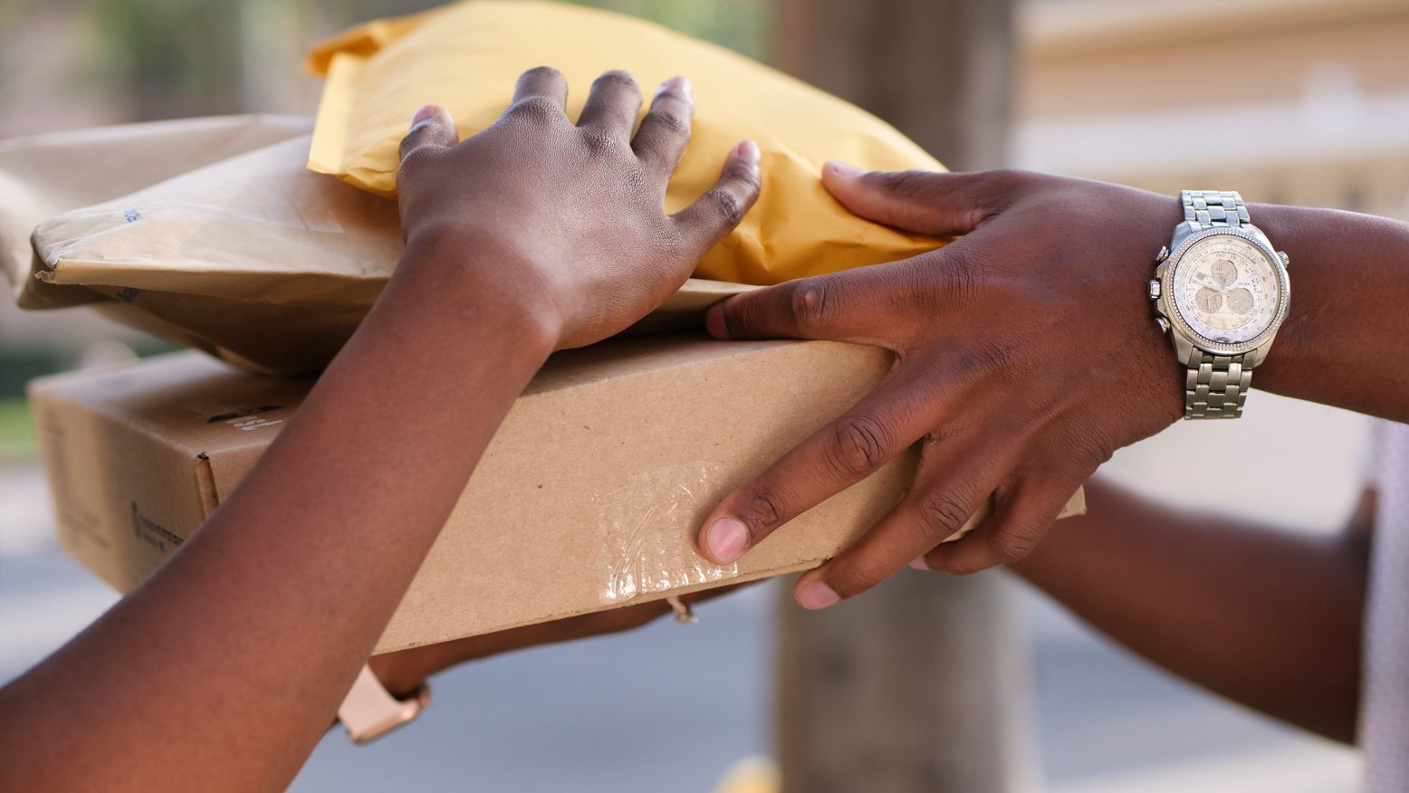 Closeup of Packages Being Delivered